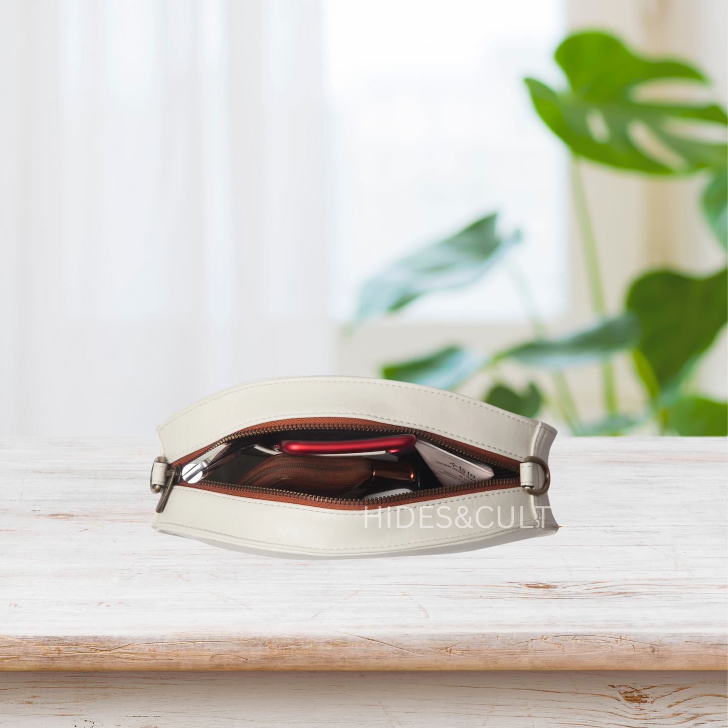 Handcrafted White - Kingfisher Origami Art Embroidered Genuine Leather Sling Bag