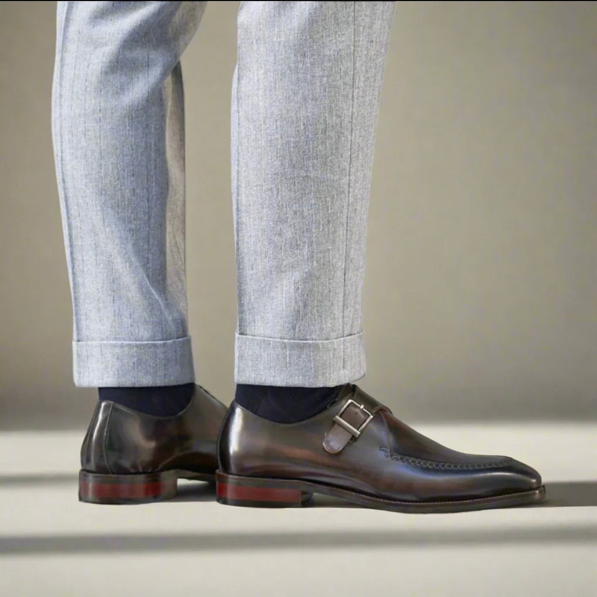 Black Single Monk Strap Shoes | Hides&Cult