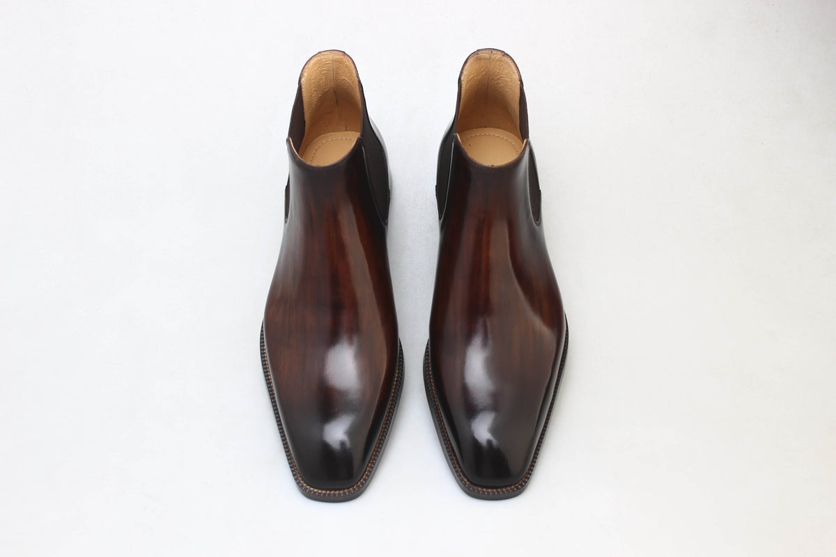 Hand Painted Patina Chelsea Boots - Vintage Brown | Hides&Cult