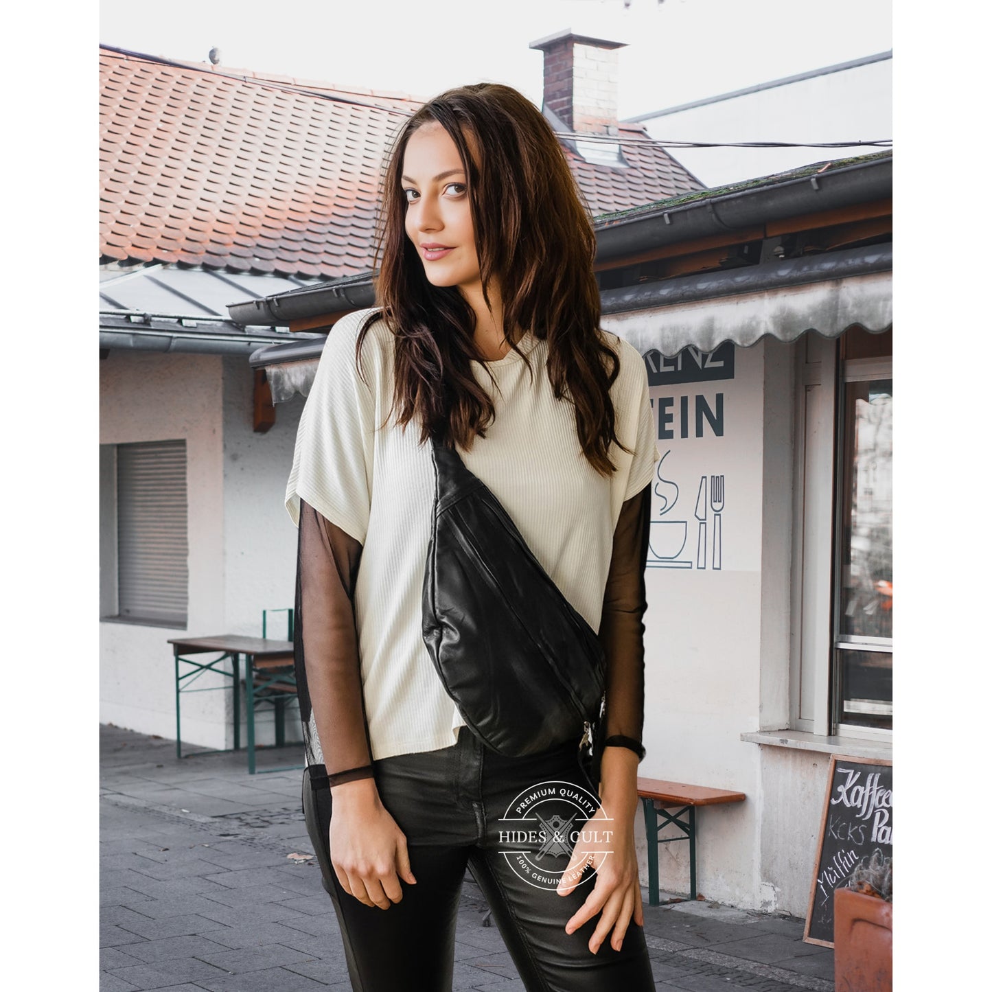 Black Lightweight Buttery Soft Leather Sling Bag