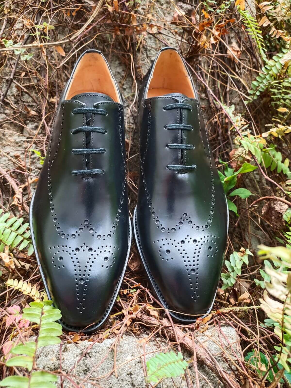 Black Wholecut Brogue Oxfords | Hides&Cult
