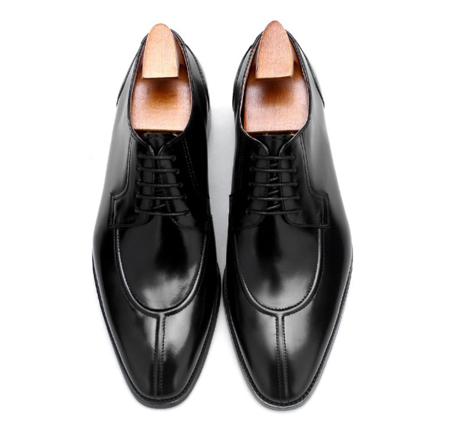 Black Split Toe Front Leather Shoes | Hides&Cult