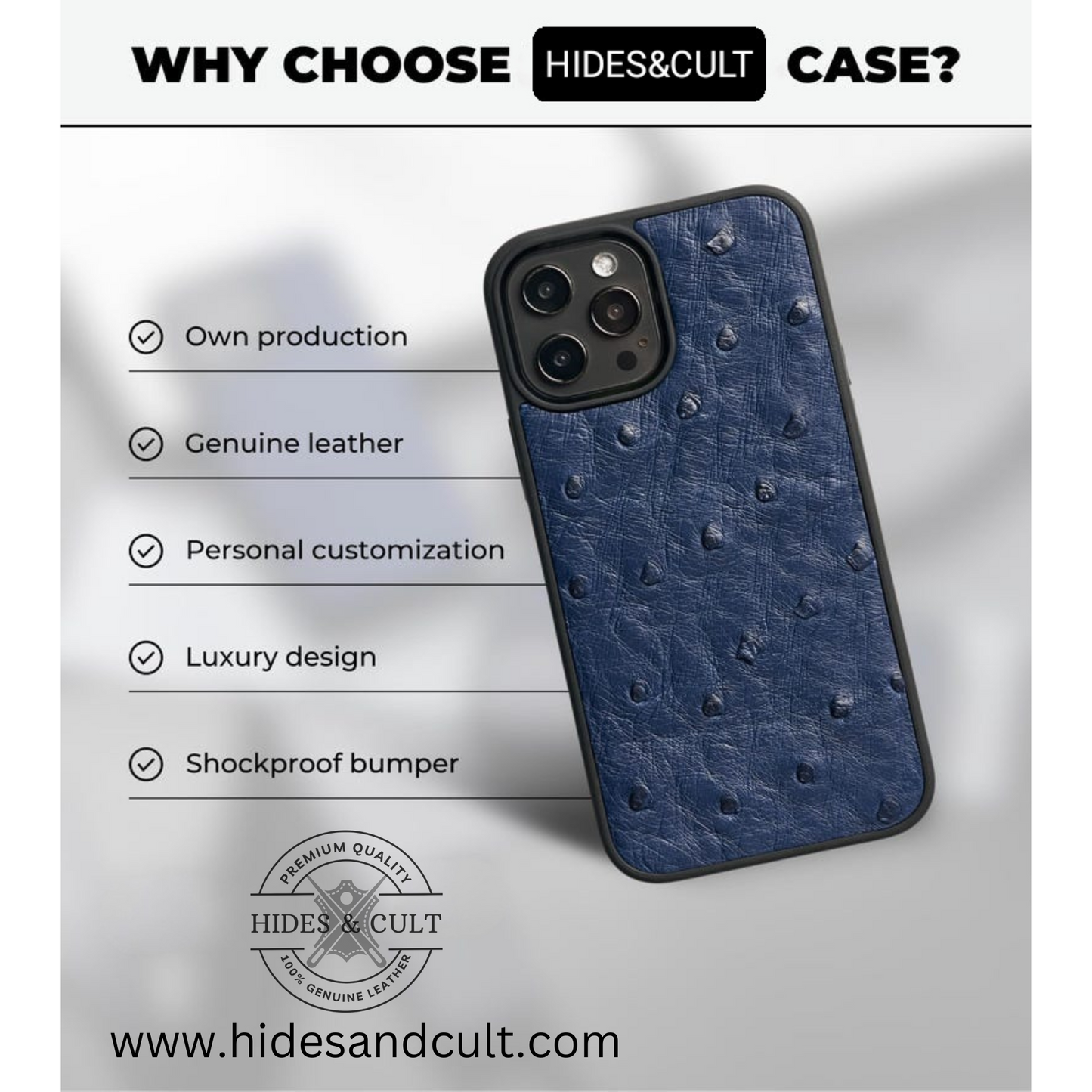 Luxury Pink Ostrich Print Shockproof Genuine Leather Iphone Case