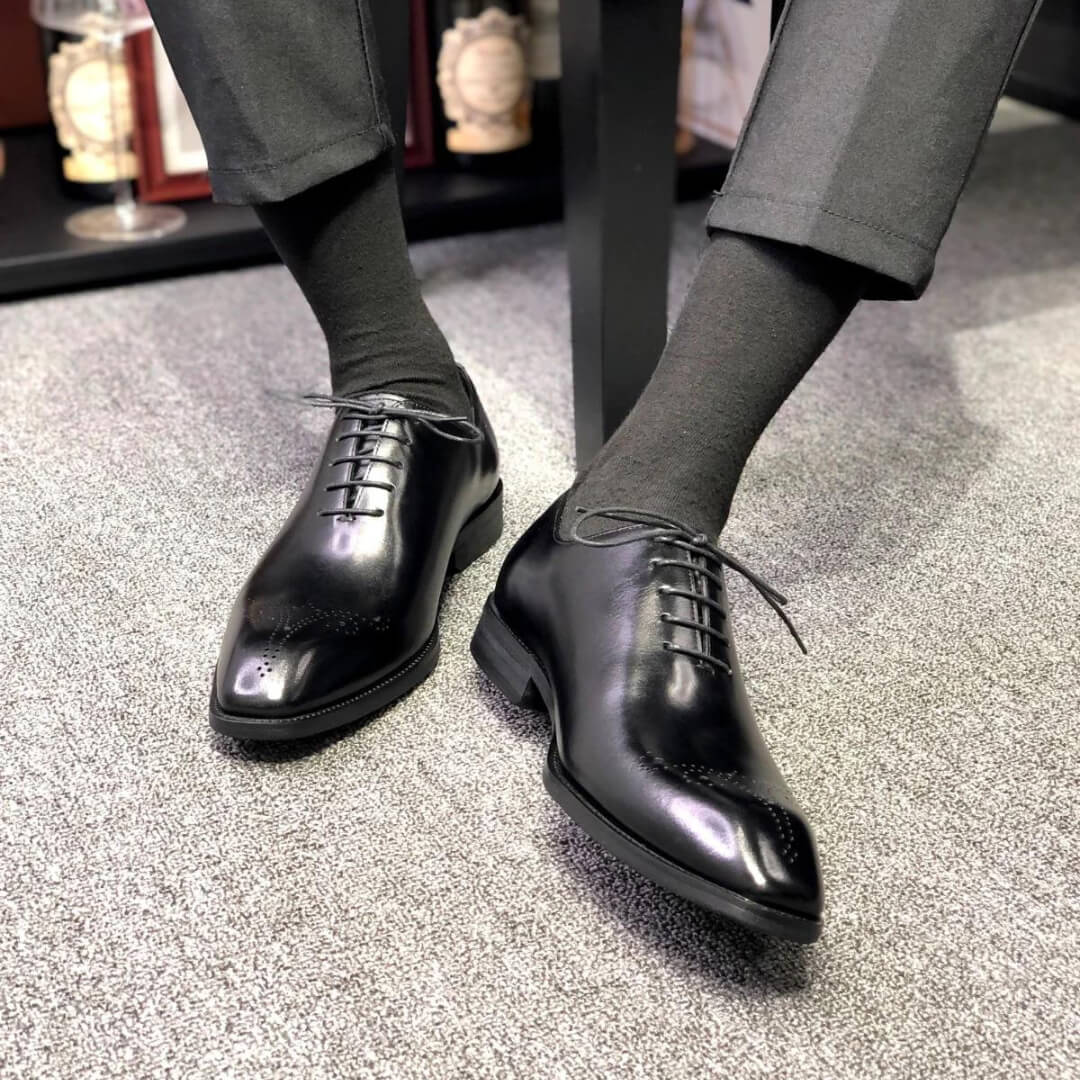 Black Whole-cut Oxfords - Italian Square Toe | Hides&Cult