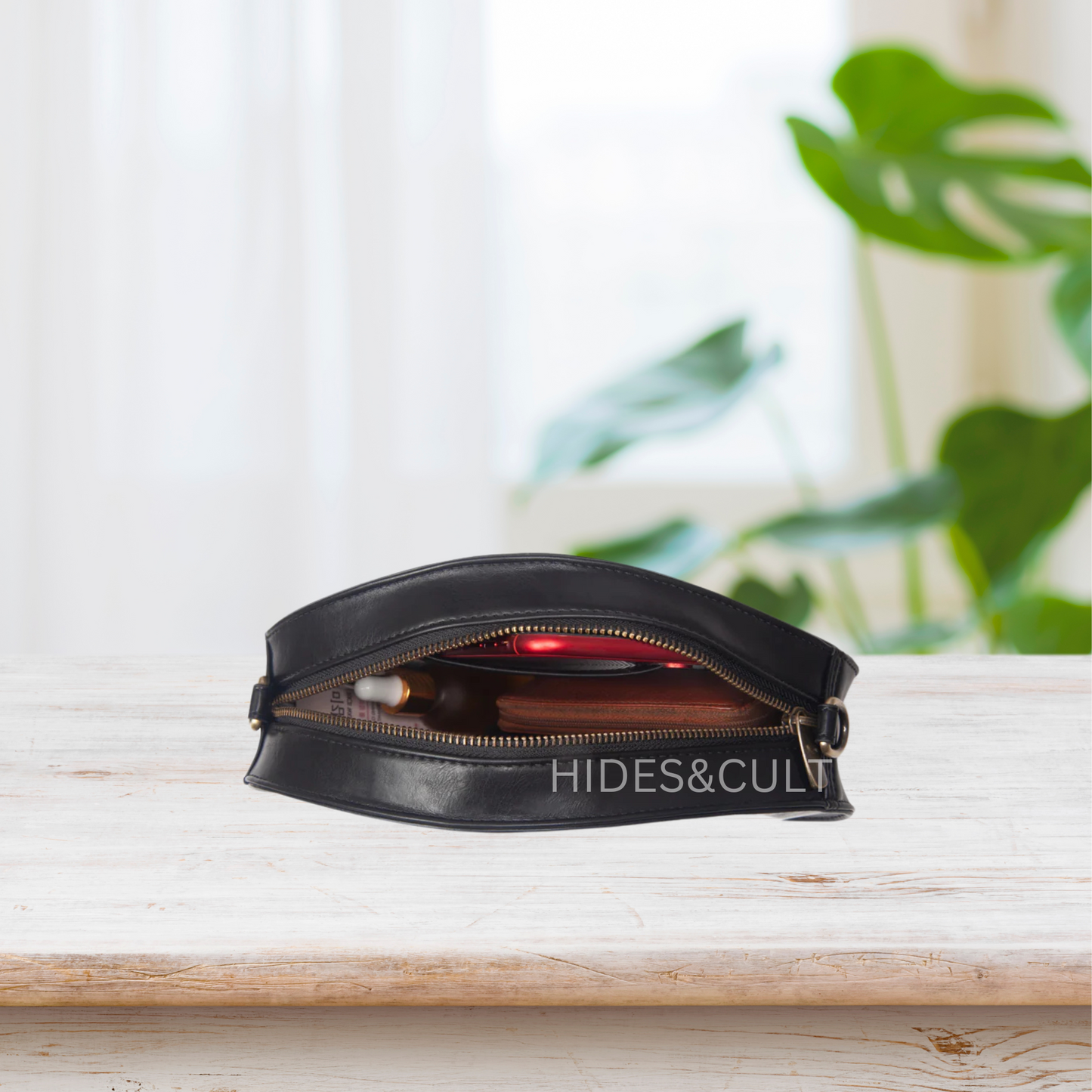 Handcrafted Black - Kingfisher Origami Art Embroidered Genuine Leather Sling Bag