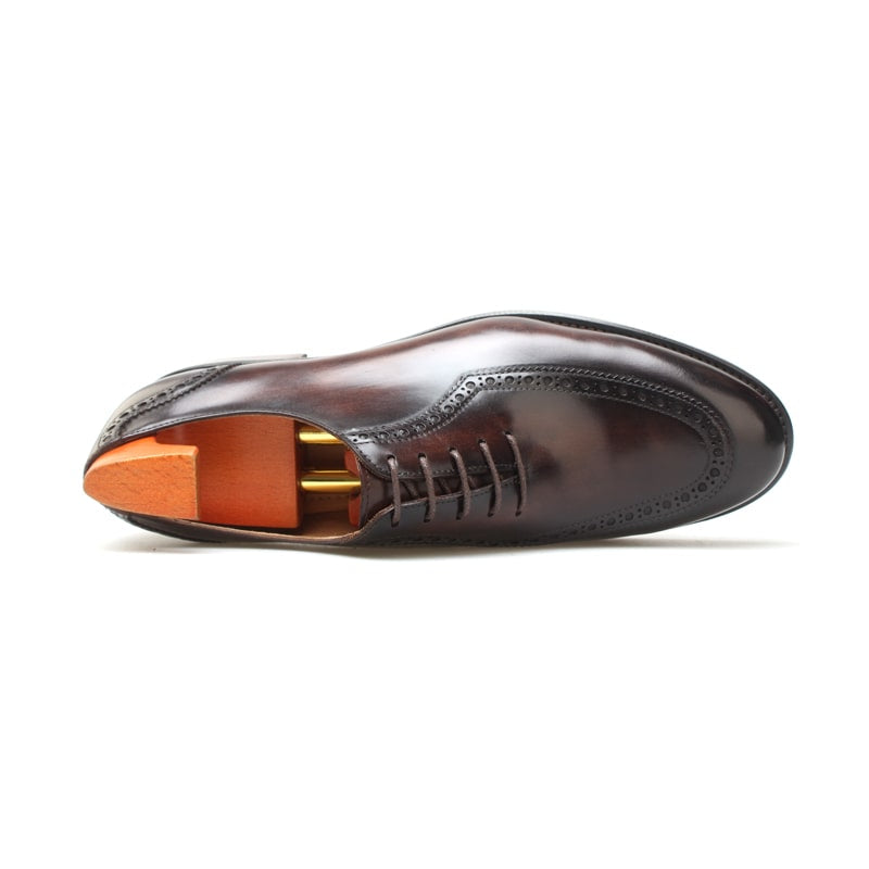 Brown Patina Finish Oxford Brogue Shoes | Hides&Cult