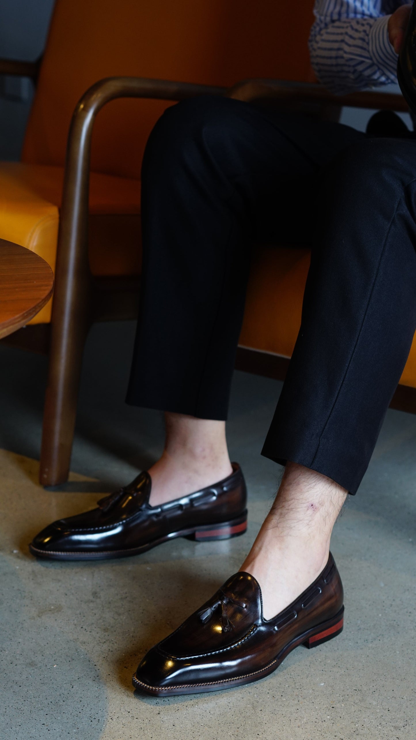 Dark Brown Hand Painted Patina Tassel Loafers | Hides&Cult