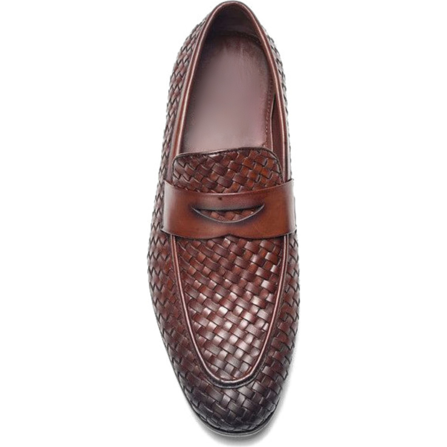 Brown Woven Party-wear Leather SlipOns | Hides&Cult