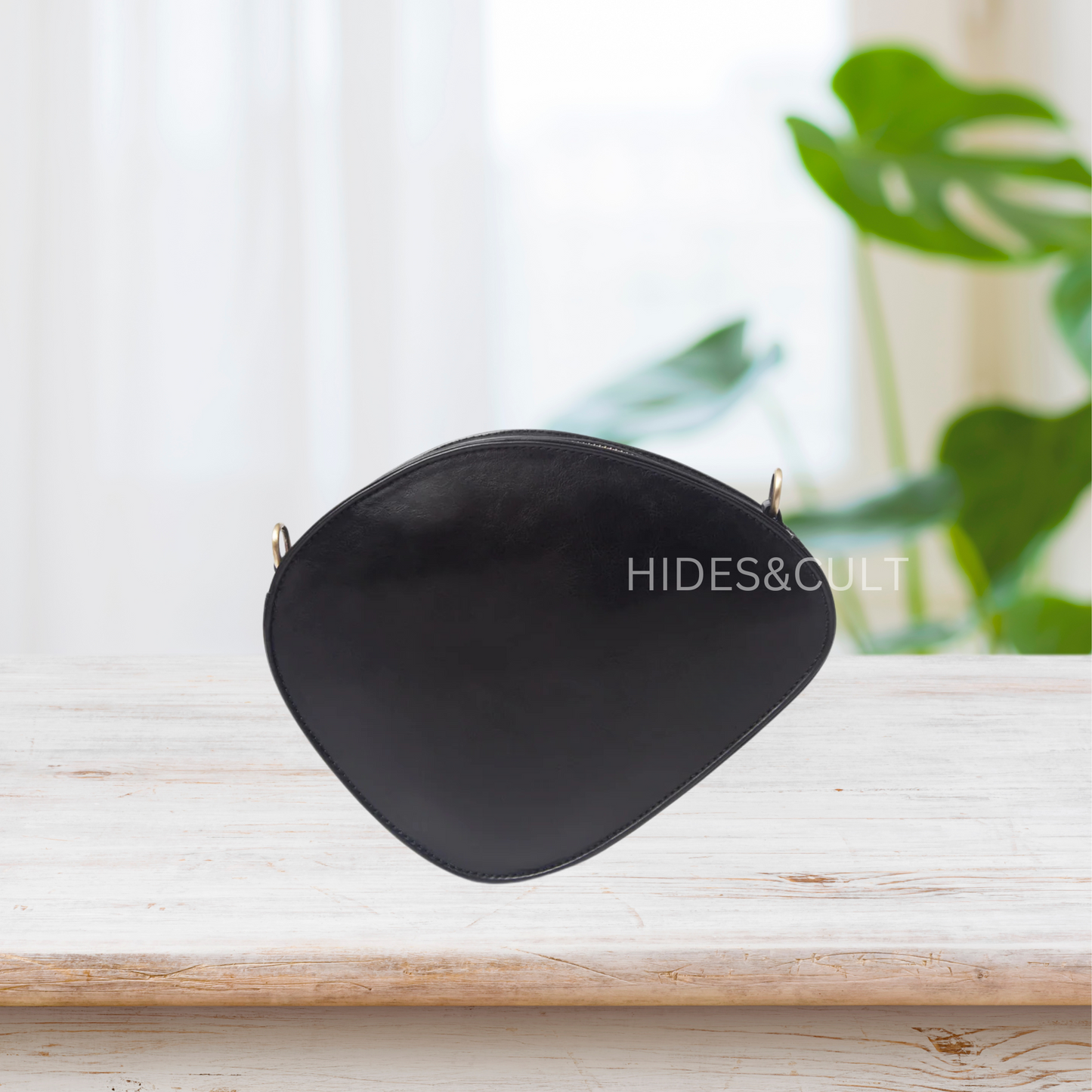 Handcrafted Black - Kingfisher Origami Art Embroidered Genuine Leather Sling Bag