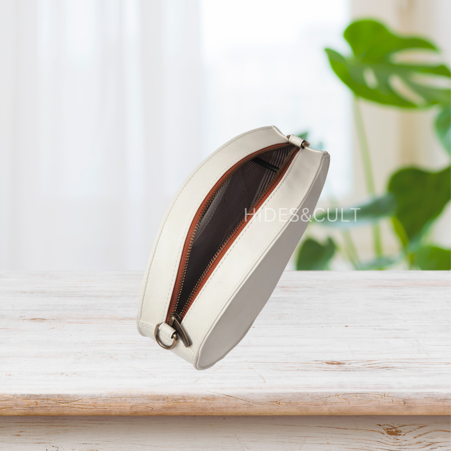 Handcrafted White - Kingfisher Origami Art Embroidered Genuine Leather Sling Bag