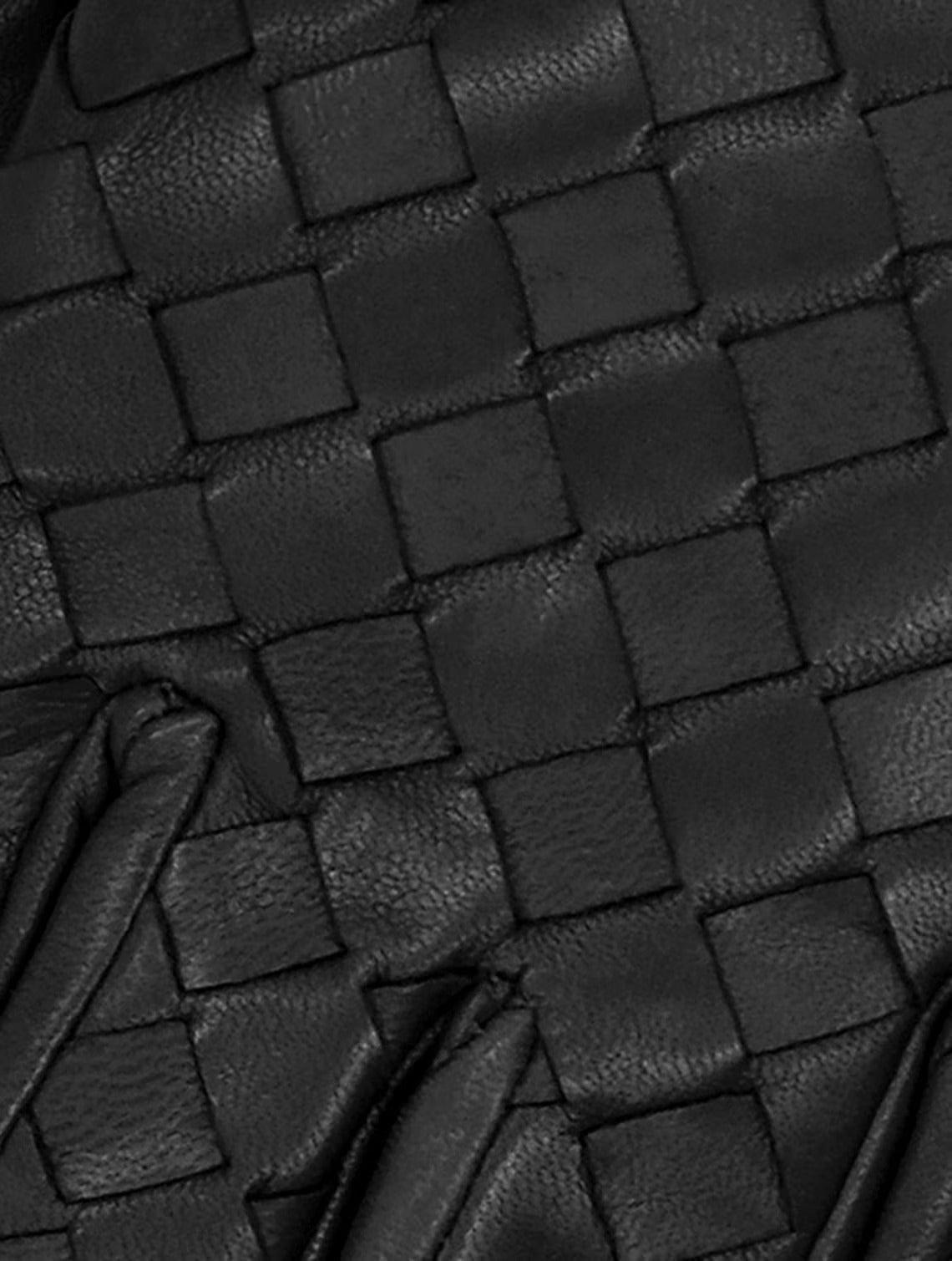 Mens Braided Genuine Leather Gloves in Black