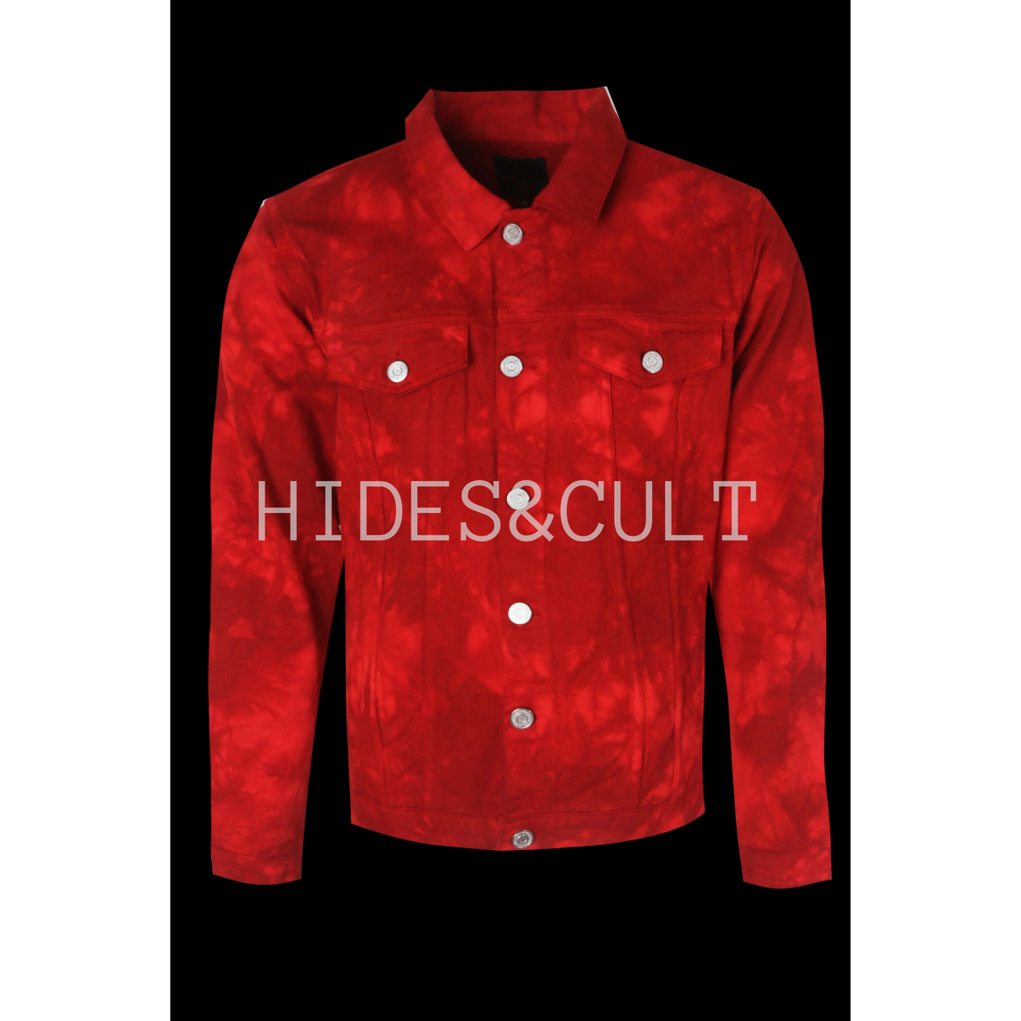 Mens Christmas Red Suede Slim Fit Genuine Leather Trucker Jacket Shirt