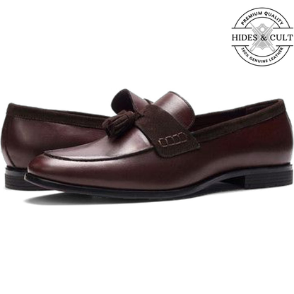 Brown Tassel Leather SlipOn Loafers | Hides&Cult