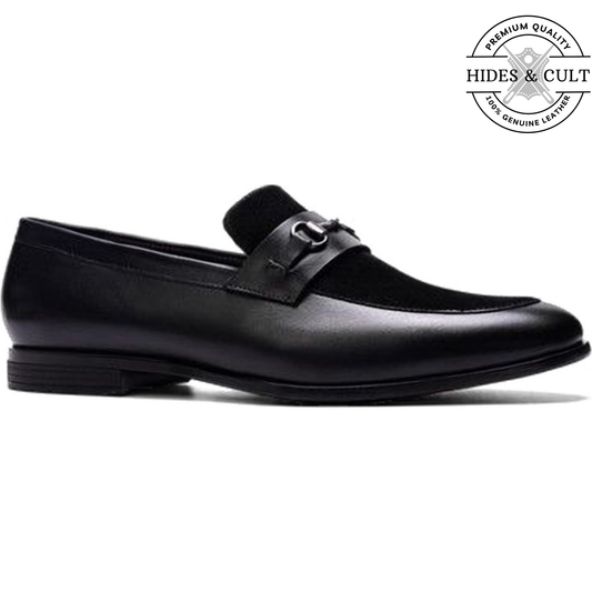 Black Buckled Leather SlipOn Loafers | Hides&Cult