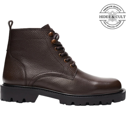 Brown Milled Rugged Leather Boots | Hides&Cult