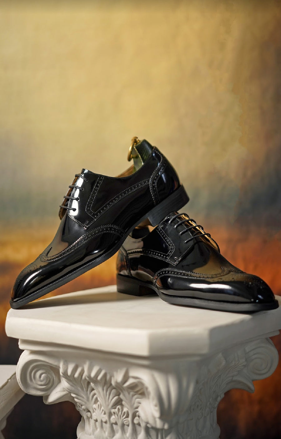 Black Patent Lace Up Brogue Shoes | Hides&Cult
