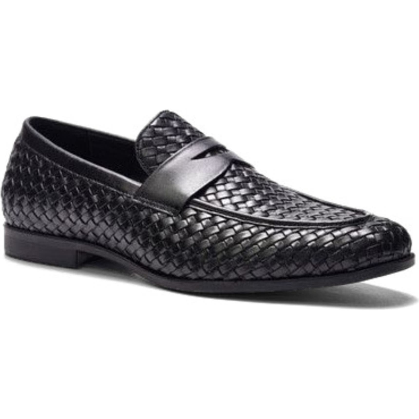 Black Woven Party-wear Leather SlipOns | Hides&Cult