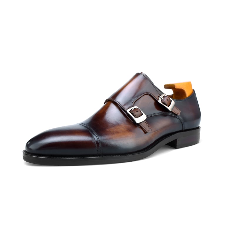 Black Double Monk Strap Shoes | Hides&Cult