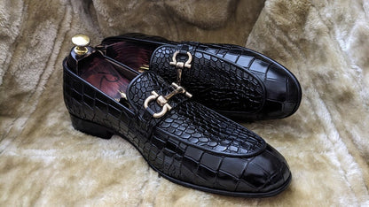 Croco Slip On Horse-bit Loafers | Hides&Cult