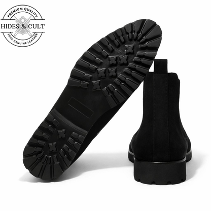 Black Suede Party-wear Leather Chelsea Boots | Hides&Cult