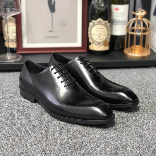 Black Whole-cut Oxfords - Italian Square Toe | Hides&Cult