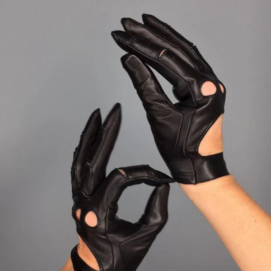 Womens Black Everyday Driving Leather Gloves