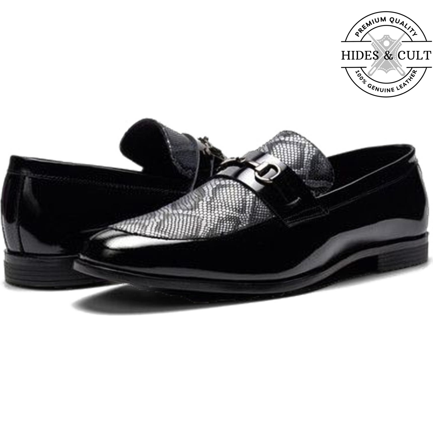 Black Patent - Anaconda Leather Moccasin Loafers | Hides&Cult
