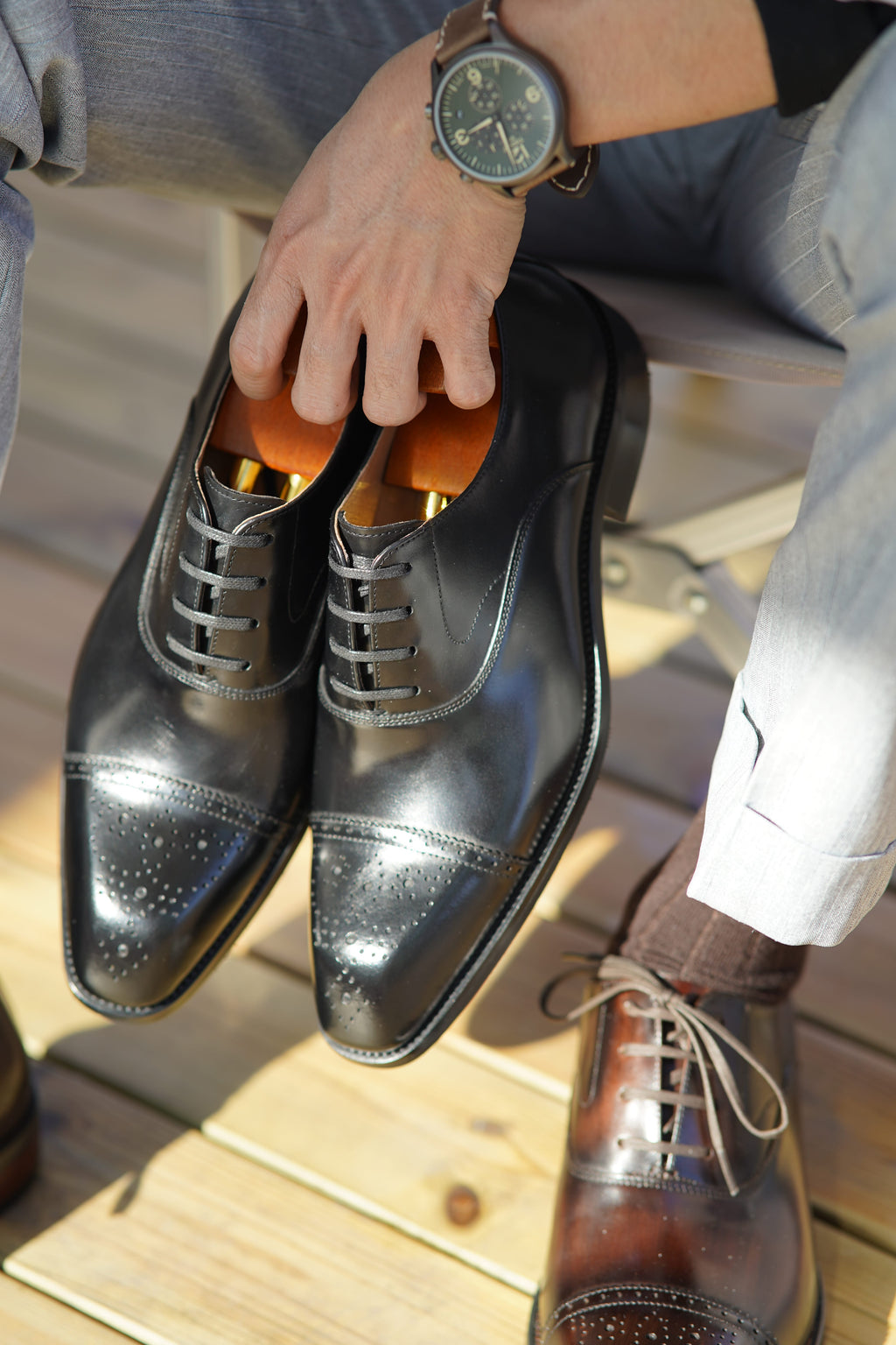 Black Classic Brogue Oxford Shoes | Hides&Cult