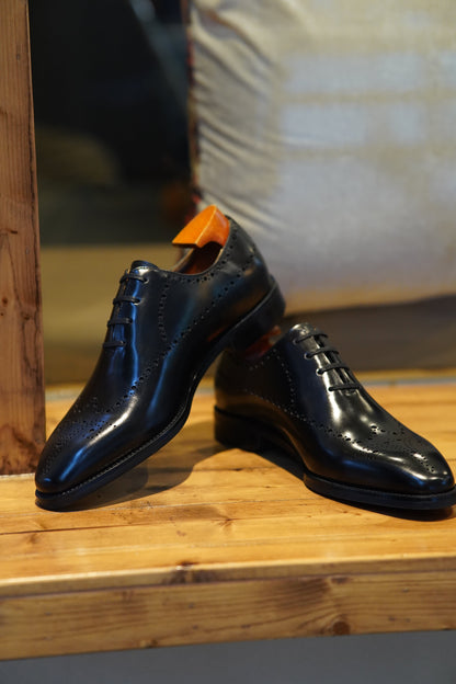 Black Wholecut Brogue Oxfords | Hides&Cult