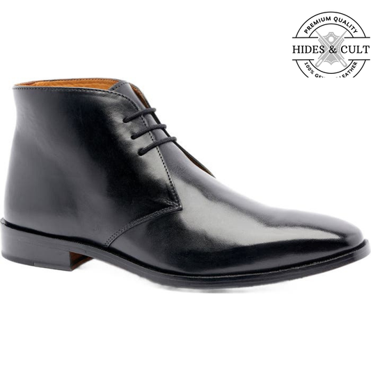 Black Durable Leather Chukka Boots | Hides&Cult