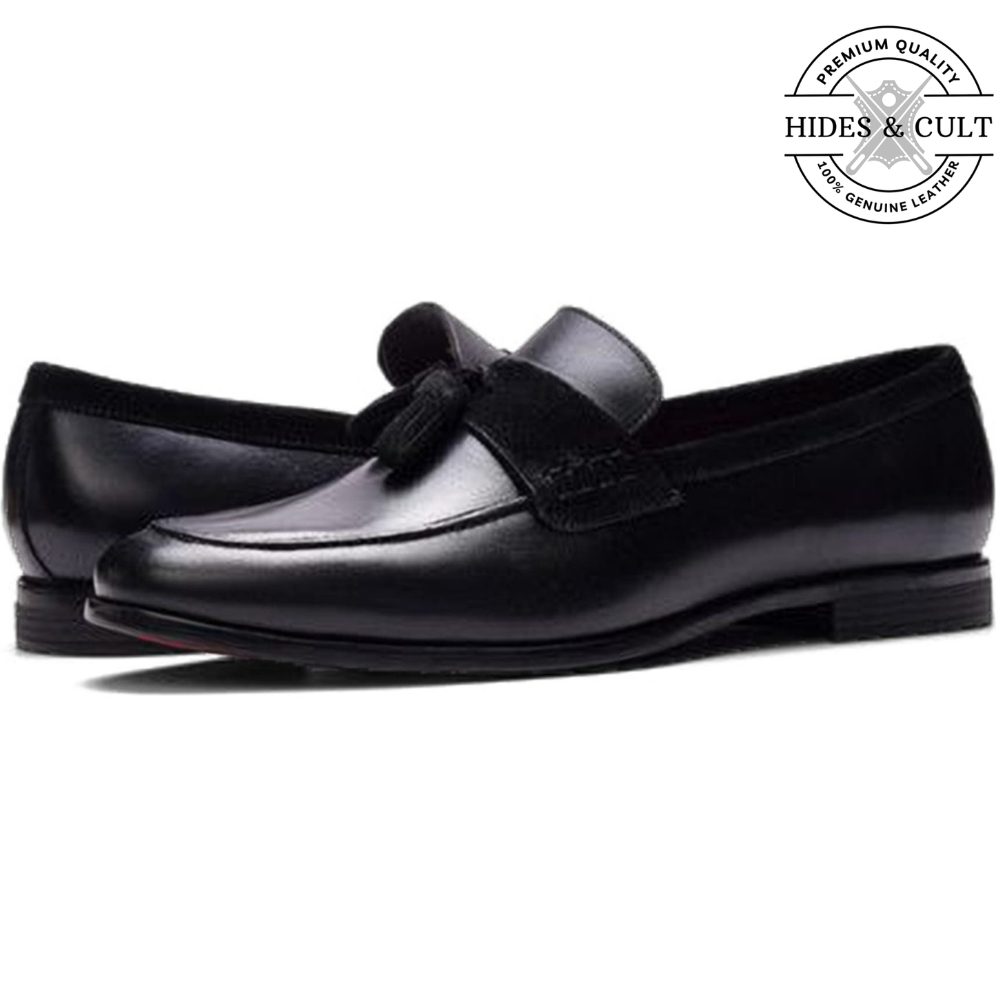 Black Tassel Leather SlipOn Loafers | Hides&Cult
