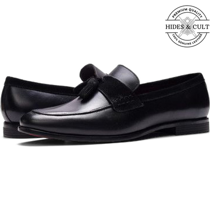 Black Tassel Leather SlipOn Loafers | Hides&Cult