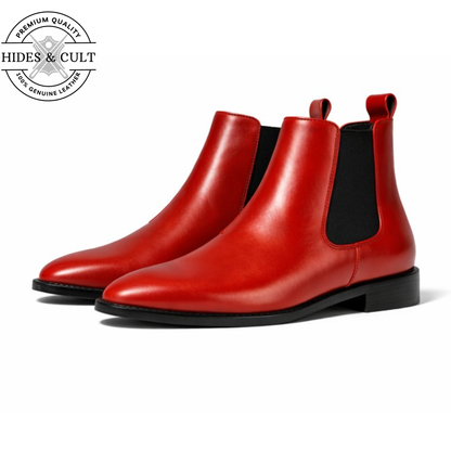 Red Leather Party-wear Chelsea Boots | Hides&Cult