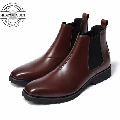Burgundy Leather Party-wear Chelsea Boots | Hides&Cult