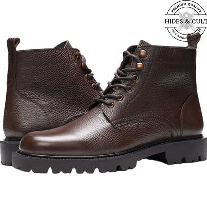 Brown Milled Rugged Leather Boots | Hides&Cult
