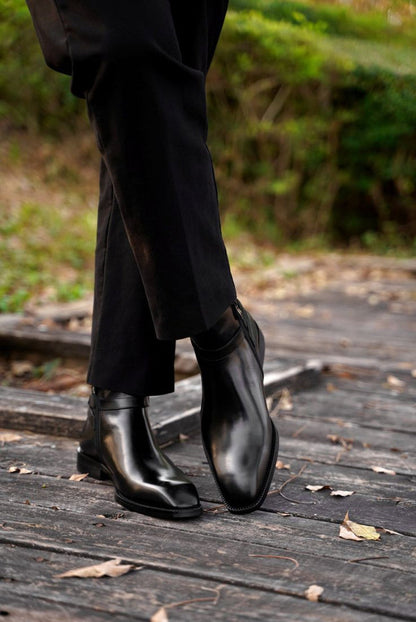 Black Classic Italian Single Strap Chelsea Boots | Hides&Cult