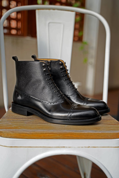 Black Lace-up Combat Boots | Hides&Cult