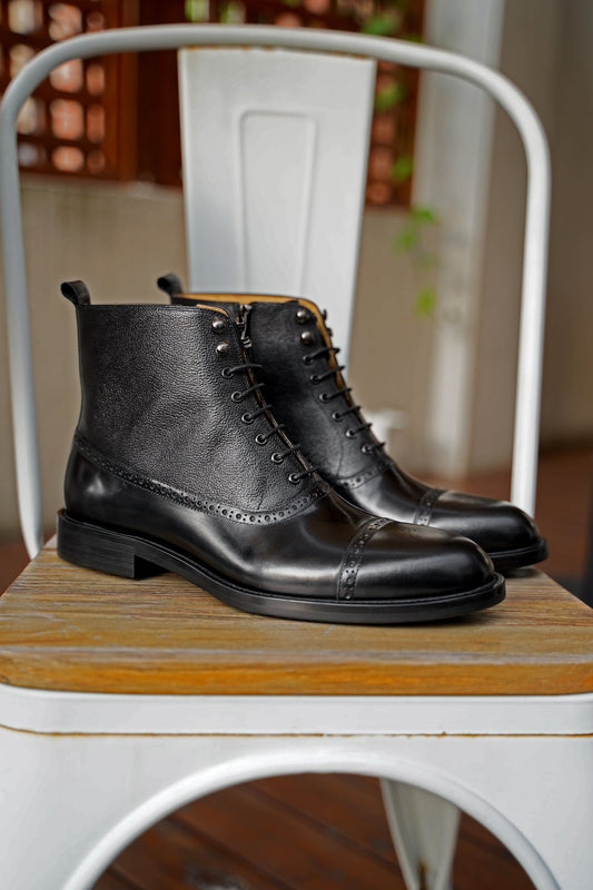Black Lace-up Combat Boots | Hides&Cult