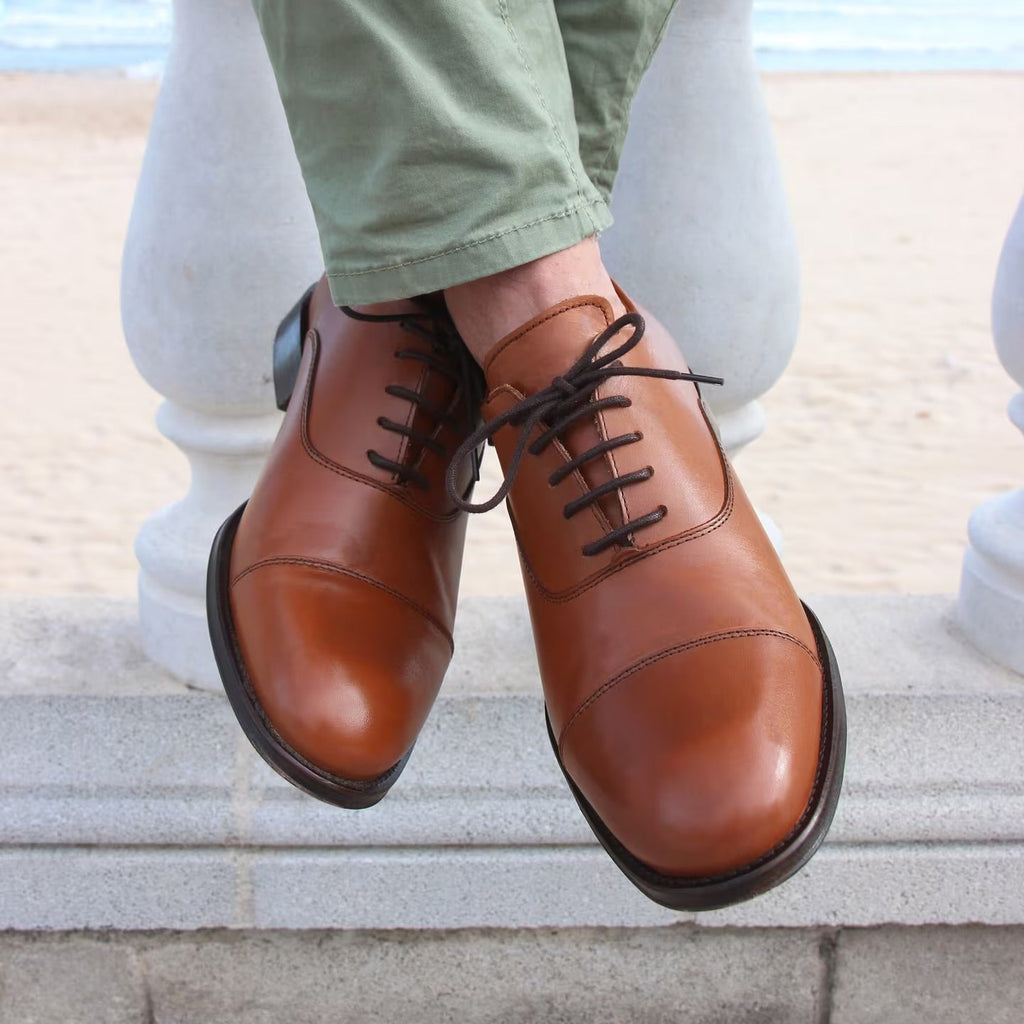 Cognac Brown Oxford Brogue Leather Shoes | Hides&Cult