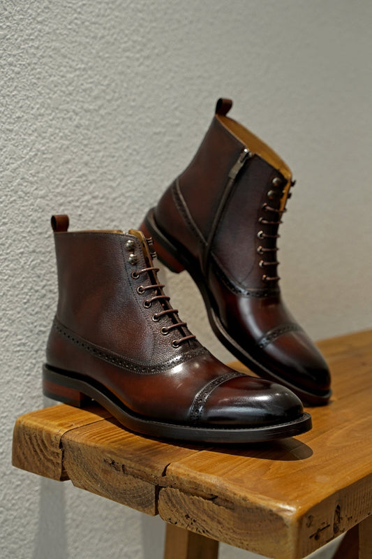Brown Lace-up Combat Boots | Hides&Cult