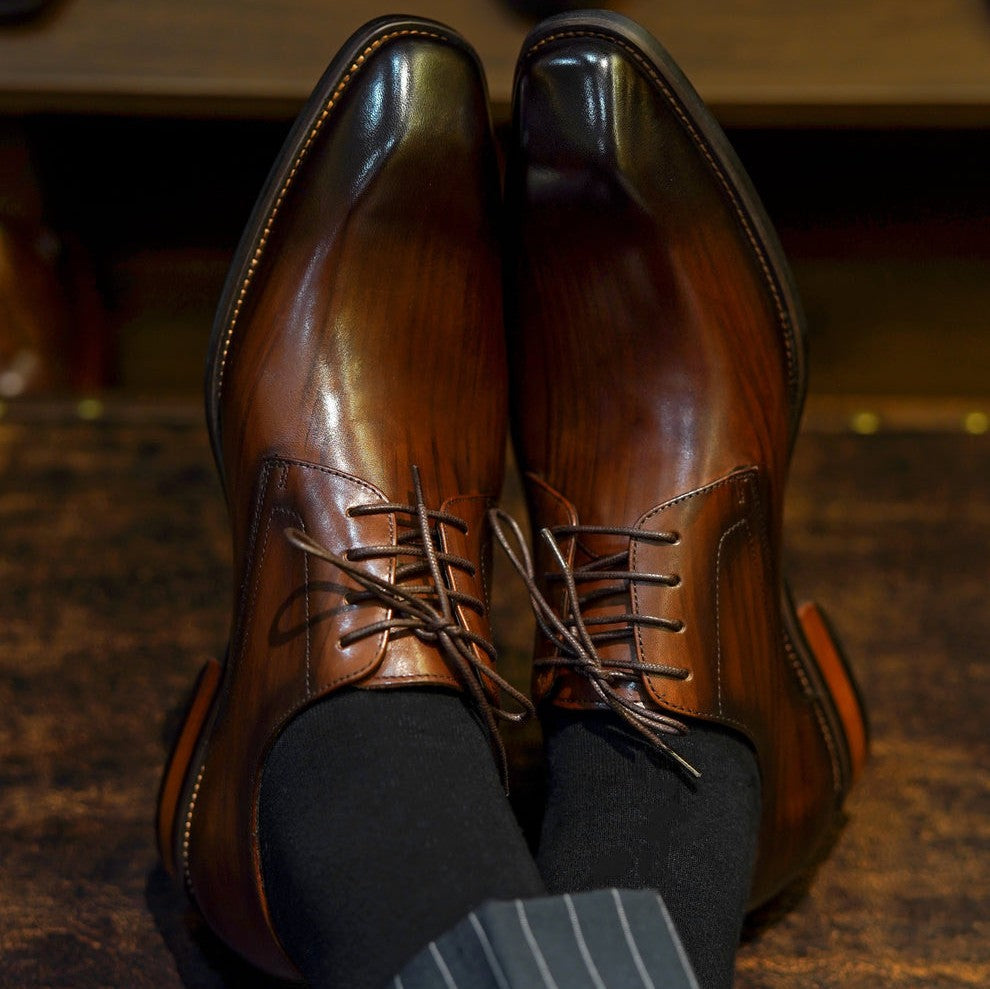 Patina Brown Lace Up Oxford Shoes | Hides&Cult