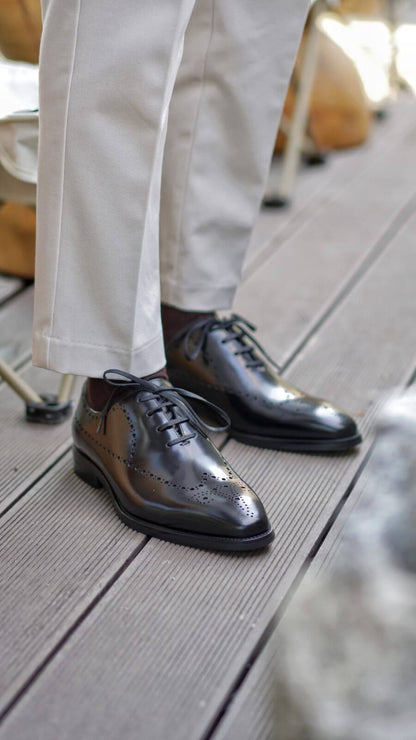 Black Wholecut Brogue Oxfords | Hides&Cult