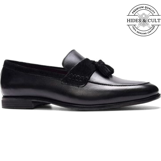 Black Tassel Leather SlipOn Loafers | Hides&Cult