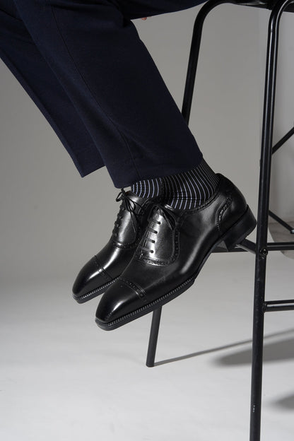 Brown Patina Toe Cut Oxford Brogue Shoes | Hides&Cult