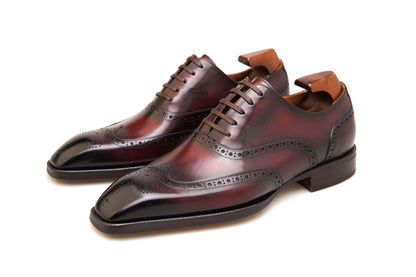 Burgundy Classic Wingtip Oxford Brogue Shoes | Hides&Cult