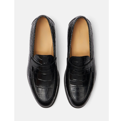 Black Croc Leather SlipOns | Hides&Cult