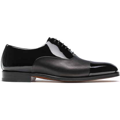 Patent - Grain Black Two Tone Oxford Brogue Leather Shoes | Hides&Cult