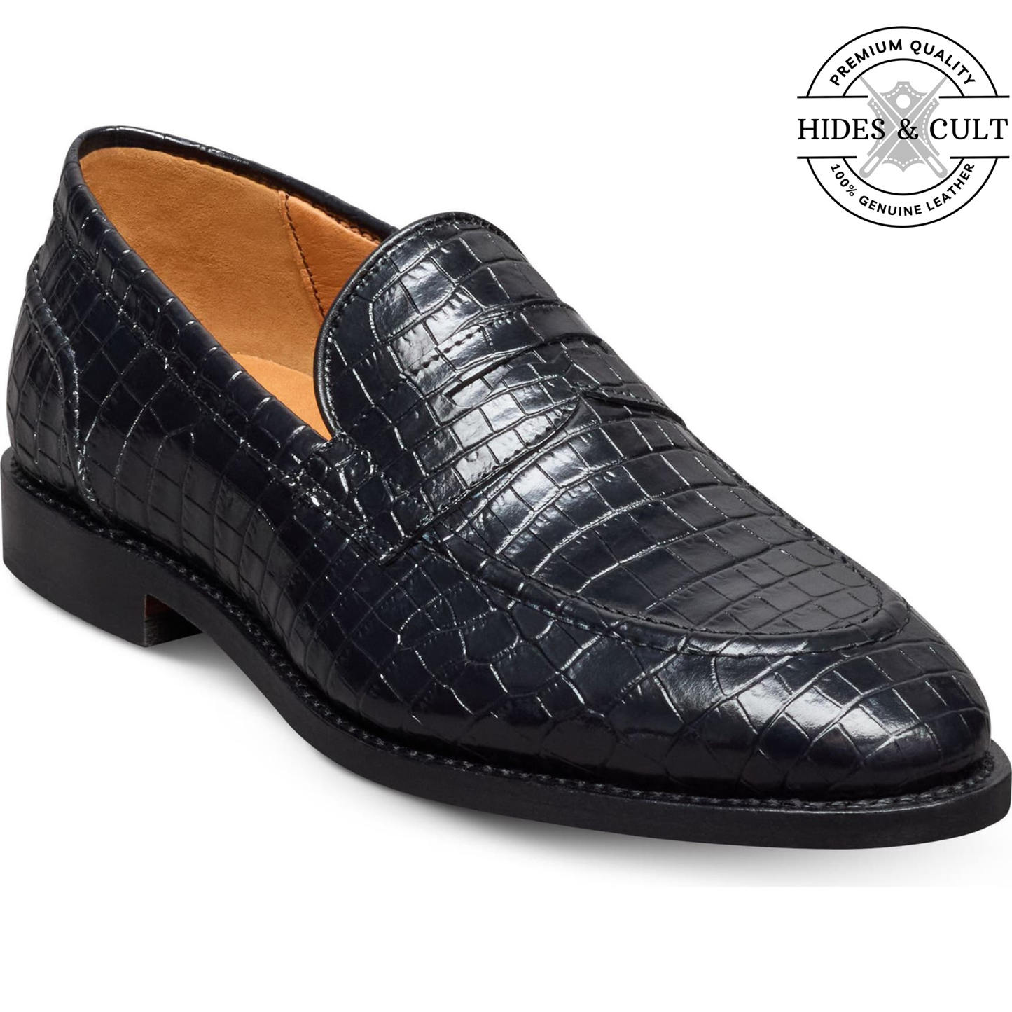 El Classico Black Croc Leather Moccasin | Hides&Cult