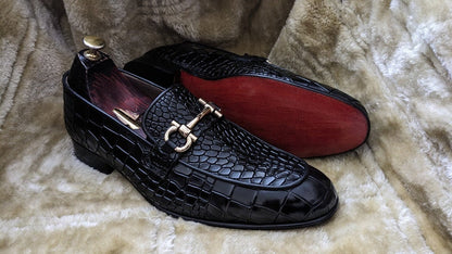 Croco Slip On Horse-bit Loafers | Hides&Cult
