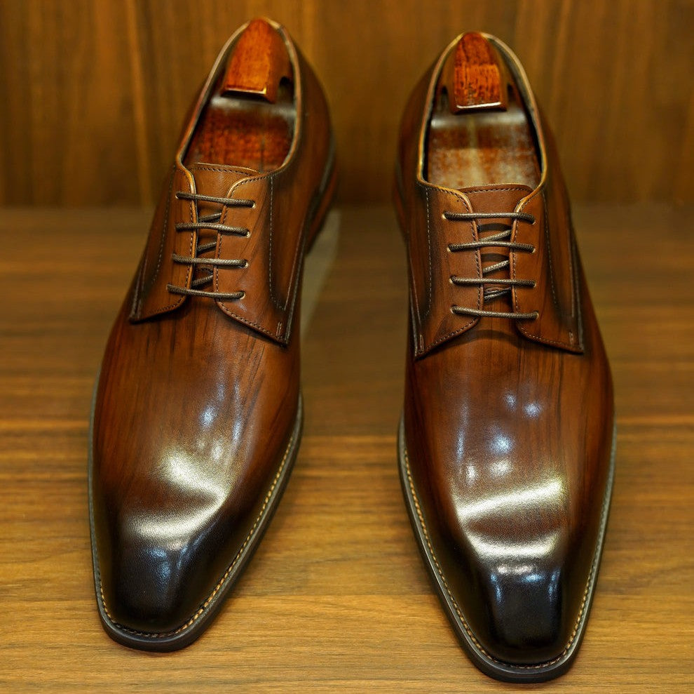 Patina Brown Lace Up Oxford Shoes | Hides&Cult